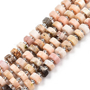 Natural Pink Opal Beads Strands, with Seed Beads, Heishi Beads, Flat Round/Disc, 6~6.5x3~3.5mm, Hole: 1mm, about 35~42pcs/strand, 7.09 inch~7.68 inch(18~19.5cm)(G-N327-07K)