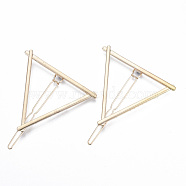 Alloy Hollow Geometric Hair Pin, Ponytail Holder Statement, Hair Accessories for Women, Cadmium Free & Lead Free, Triangle, Golden, 56x50mm, Clip: 62mm long(PHAR-N005-015G)