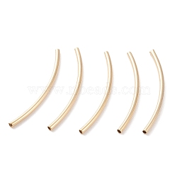 Brass Tube Beads, Long-Lasting Plated, Curved Beads, Tube, Real 24K Gold Plated, 30x1.5mm, Hole: 1mm(KK-Y003-89A-G)