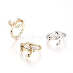 Adjustable Brass Cuff Rings, Open Rings, Long-Lasting Plated, Anchor, Mixed Color, Size 7, 17mm(RJEW-G104-12)
