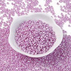 8/0 Glass Seed Beads, Ceylon, Round, Round Hole, Medium Orchid, 8/0, 3mm, Hole: 1mm, about 1111pcs/50g, 50g/bag, 18bags/2pounds(SEED-US0003-3mm-155)