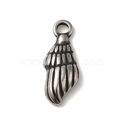304 Stainless Steel Pendants, Conch Charm, Antique Silver, 21.5x8.5x3.5mm, Hole: 2.8mm(STAS-L022-255AS)