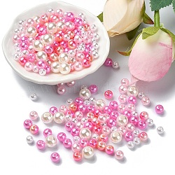 5 Colors ABS Plastic Imitation Pearl Beads, Round, Hot Pink, 5~8x5~8mm, Hole: 1.5~2.3mm(KY-YW0001-63F)