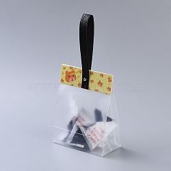 Plastic Transparent Gift Bag, Storage Bags, Self Seal Bag, Top Seal, Rectangle, with Cartoon Card and Sling, Hole and Nail, Yellow, 21.5x10x5cm, 10set/bag(OPP-B002-H01)