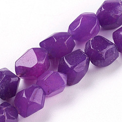 Natural Jade Beads Strands, Faceted, Nuggets, Dyed, about 8mm wide, 10mm long, hole: 1mm, 47 pcs/strand, 15.5 inch(OGEM-10X8-2)