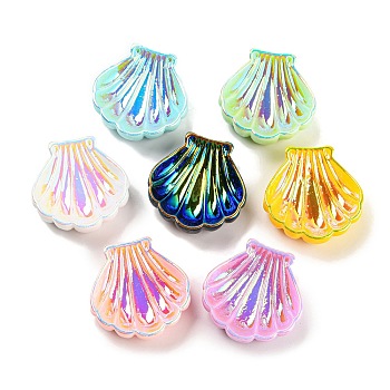 Iridescent Opaque Resin Cabochons, AB Color Shell Shape Cabochons, Mixed Color, 30x30x10mm
