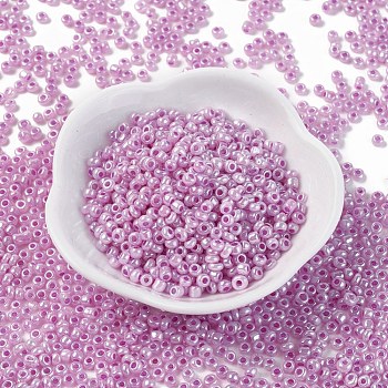 8/0 Glass Seed Beads, Ceylon, Round, Round Hole, Medium Orchid, 8/0, 3mm, Hole: 1mm, about 1111pcs/50g, 50g/bag, 18bags/2pounds