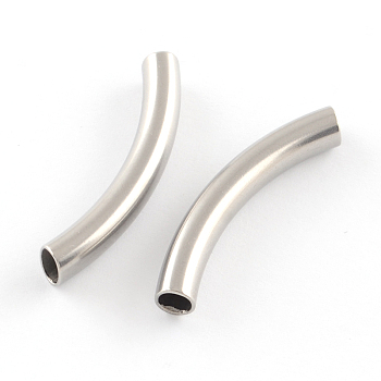 Handmade Polished 304 Stainless Steel Tube Beads, Stainless Steel Color, 40x4mm, Hole: 3mm
