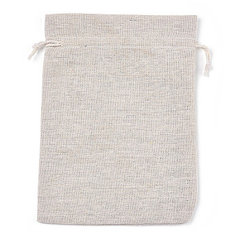 Cotton Cloth Packing Pouches Drawstring Bags, Gift Sachet Bags, Muslin Bag Reusable Tea Bag, Rectangle, Old Lace, 20x15cm