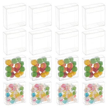 Plastic Storage Boxes, Candy Gift Package Supplies, Square, Clear, 7x7x2.8cm