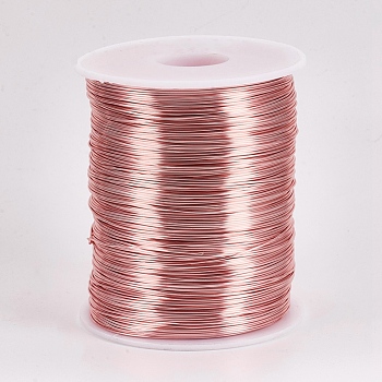Round Copper Wire for Jewelry Making, Long-Lasting Plated, Rose Gold, 21 Gauge, 0.7mm, about 1049.87 Feet/roll(320m/roll), 1roll/1000g