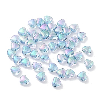 Transparent Acrylic Beads, AB Color, Heart, Alice Blue, 6x7x3.5mm, Hole: 1.2mm
