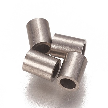304 Stainless Steel Tube Beads, Stainless Steel Color, 4x3mm, Hole: 2mm