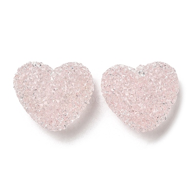 Pink Heart Resin+Rhinestone Beads