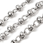 304 Stainless Steel knot Link Chains, Unwelded, with Spool, Stainless Steel Color, 10.5x8.5x8mm(CHS-K024-18P)