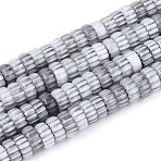 Handmade Millefiori Glass Beads Strands, Barrel, WhiteSmoke, 7.5~9x4mm, Hole: 1mm, about 95~97pcs/strand, 14.76~14.96''(37.5~38cm)(LAMP-T021-27B-03)