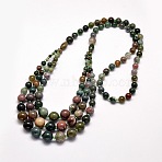 Natural Moss Agate Graduated Beaded Necklaces, 25.9 inch(65.8cm)~29.9 inch(75.9cm)(NJEW-F113-01C)