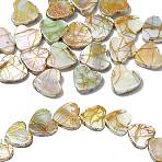 20Pcs Drawbench Style Natural Freshwater Shell Beads, AB Color Plated, Heart, Colorful, 10x10~10.5x3mm, Hole: 0.5mm(SHEL-CJ0001-32)