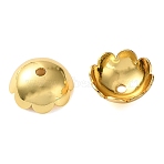 Brass Bead Caps, Flower, Cadmium Free & Lead Free, Rack Plating, Long-Lasting Plated, Real 18K Gold Plated, 8x3mm, Hole: 1mm(KK-C260-13G)