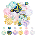 54Pcs 12 Styles Opaque Resin Cabochons, Iridescent, Shell Shape, Mixed Color, 19~38x19~40x6~8.5mm(RESI-PH0002-57)