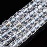 Transparent Glass Bead Strands, Column, Clear, 5~5.5x4~4.5mm, Hole: 1.4mm, about 95~99pcs/strand, 15.28 inch~39.3 inch(38.8~39.3cm)(X-GLAA-N047-09-E01)