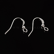 Silver Color Plated Brass Earring Hooks, with Bead Charms and Horizontal Loop, Lead Free, 15mm, Hole: 2mm(X-KK-Q369-S)