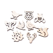 Laser Cut Wood Shapes, Unfinished Wooden Embellishments, Poplar Wood Cabochons, Animal, Blanched Almond, 27.5~29.5x23.5~35.5x2.5mm, about 100pcs/bag(WOOD-L009-12)