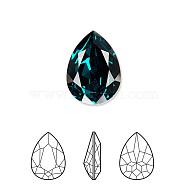 Austrian Crystal Rhinestone, 4320, Crystal Passions, Foil Back,  Faceted Pear Fancy Stone, 205_Emerald, 8x6x3mm(4320-8x6mm-205(F))
