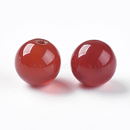 Natural Carnelian Beads, Half Drilled, Dyed & Heated, Round, 6mm, Hole: 1mm(G-K275-12-6mm)