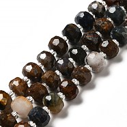 Natural Pietersite Beads Strands, with Seed Beads, Faceted, Rondelle, 8x6mm, Hole: 1.2~1.4mm, about 20~22pcs/strand, 7.09~7.48 inch(18~19cm)(G-G980-01)