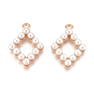 Alloy Pendant, with ABS Plastic Imitation Pearl
, Diamond, Light Gold, 24x18.5x4.7mm, Hole: 1.8mm(PALLOY-P183-05KCG)