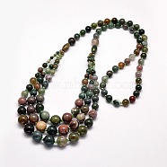 Natural Moss Agate Graduated Beaded Necklaces, 25.9 inch~29.9 inch(NJEW-F113-01C)