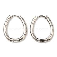 Stainless Steel Hoop Earrings, 304 Stainless Steel Needle with 201 Stainless Steel Ring, Teardrop, Stainless Steel Color, 22.5x18x2.5mm(EJEW-P232-02P)