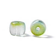 Transparent Glass Beads, Barrel, Yellow Green, 7.5x6mm, Hole: 1.5mm(GLAA-F117-01D)