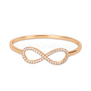 TINYSAND Brass Infinity Bangle, with Cubic Zirconia, Golden, 58.9mm(TS-B174-G-232)