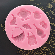 Food Grade Silicone Molds, Fondant Molds, For DIY Cake Decoration, Chocolate, Candy, UV Resin & Epoxy Resin Jewelry Making, Mixed Shapes, Pink, 85x10mm(X-DIY-E013-27)