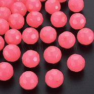 Imitation Jelly Acrylic Beads, Faceted, Round, Hot Pink, 16.5x16mm, Hole: 2.5mm, about 288pcs/500g(MACR-S373-97C-E09)