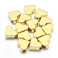 Brass Beads, Lead Free & Cadmium Free & Nickel Free, Heart, Real 18K Gold Plated, 6x7x3mm, Hole: 1.2mm(KK-P155-78G-NR)