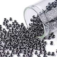TOHO Round Seed Beads, Japanese Seed Beads, (344) Inside Color Crystal/Black, 8/0, 3mm, Hole: 1mm, about 222pcs/10g(X-SEED-TR08-0344)