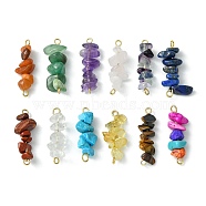 12Pcs 12 Styles Natural & Synthetic Mixed Gemstone Chip Links Connector Charms, with 304 Stainless Steel Double Loops, Golden, 25~30x7~12x5~7.5mm, Hole: 1.8~2.5mm, 1pc/style(PALLOY-JF02498-01)