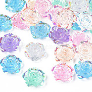 Transparent Resin Cabochons, AB Color Plated, Rose Flower, Mixed Color, 15x14x6mm(X-CRES-N030-001B)