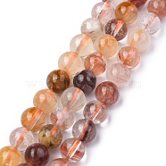 Natural Hematoid Quartz/Ferruginous Quartz Beads Strands, Round, 6~7mm, Hole: 0.7mm, about 58pcs/strand, 15.75 inch(40cm)(G-F673-03-6mm)