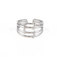 304 Stainless Steel 4 Line Open Cuff Ring for Women, Stainless Steel Color, US Size 10 1/2(20.1mm)(RJEW-S405-158P)