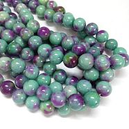 Jade Beads Strands, Natural White Jade, Dyed, Round, Colorful, 6mm, Hole: 1mm, about 69pcs/strand, 15.7 inch(G-D264-6mm-XH06)