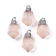 Electroplate Resin Pendants, Imitation Gemstone, with Top Platinum Plated and Iron Loops, Hexagonal, PeachPuff, 28.5x13x13mm, Hole: 2mm(RESI-S383-035)