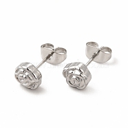304 Stainless Steel Flower Stud Earrings for Women, Stainless Steel Color, 6.5x7mm, Pin: 0.7mm(EJEW-C004-10P)