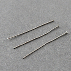 304 Stainless Steel Flat Head Pins, Stainless Steel Color, 35x0.7mm, 21 Gauge, Head: 1.5mm(STAS-R046-35mm)
