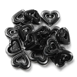 Acrylic Beads, Bead in Bead, Heart, Black, 19.5x23x6mm, Hole: 3mm, about 280pcs/500g(SACR-G033-01C)
