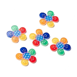 Acrylic Cabochons Suitable for Hair Pins, Hair Accessories and Clothing for Decoration, Flower, Colorful, 28x29x2mm(MACR-I038-07)