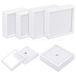 6Pcs 2 Styles Square Plastic Loose Diamond Storage Boxes, Gemstone Display Case with Clear Window and Sponge inside, White, 6.9~9x6.9~9x2~2.7cm, 3pcs/style(CON-BC0007-16)